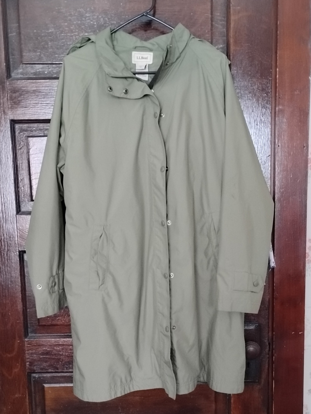 L.L. Bean Women's Olive Hooded Trench Coat